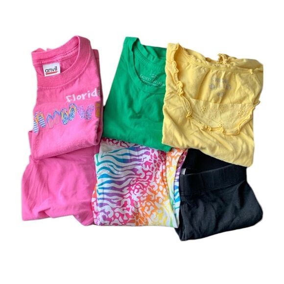 The Children’s Place | Bundle Leggings T shirts Black Yellow Stripes Pink Green - Picture 1 of 11